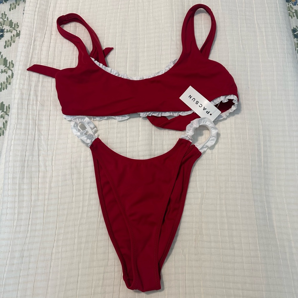 PacSun Red and White Bikini Set